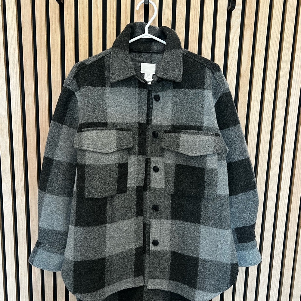 H&M Oversized Plaid Shacket XS